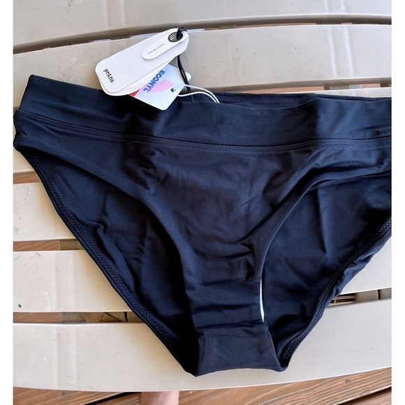 Prana Upswell Bikini Bottom Black Swimsuit Recycled Nylon Blend Womens Small - Picture 1 of 9